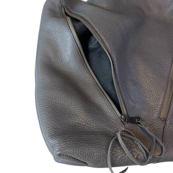 NWT Rebecca Minkoff Moto Double Zip Leather Hobo Shoulder Bag Purse Gray - Picture 7 of 16